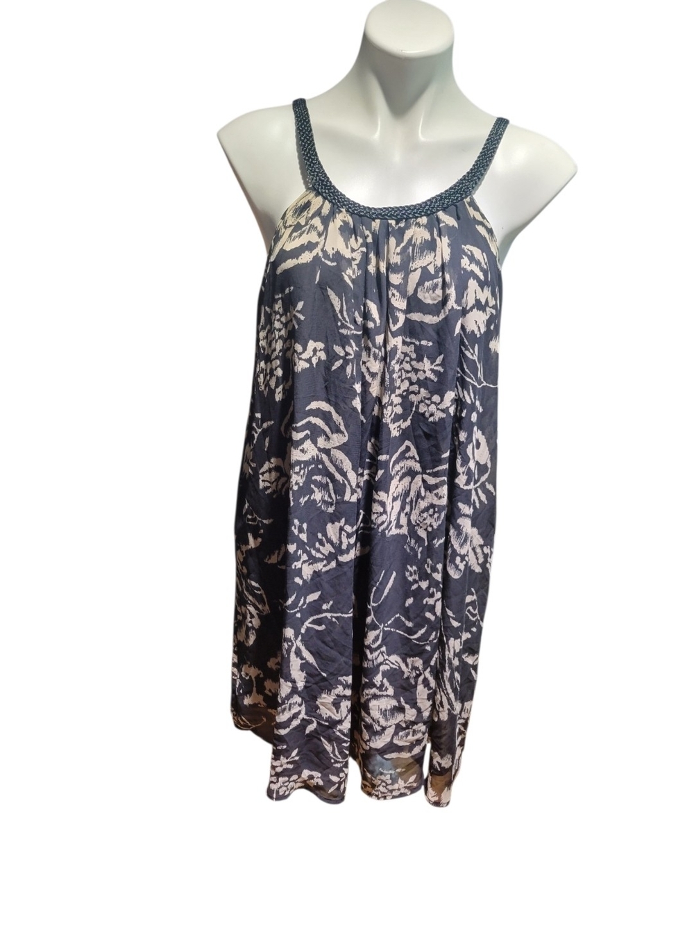 Navy & Cream Floral Halter Sundress
